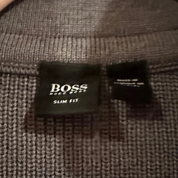 Hugo Boss Men's Dark Gray Zip-Up Sweater - Picture 2 of 3
